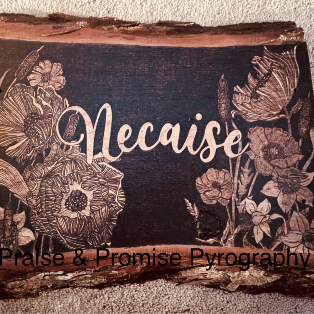 Custom, Hand-Burned Family Name Plaque With Gold Leaf Embellishment NFS